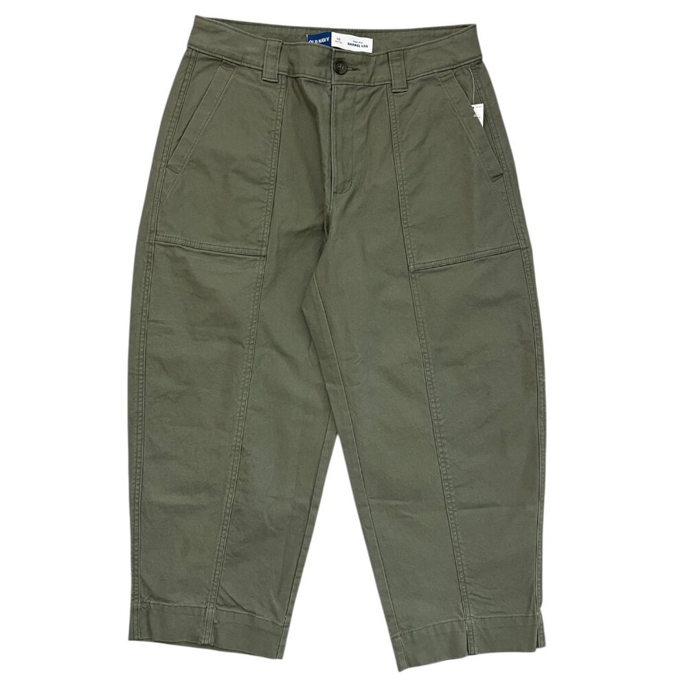 NWT Old Navy High Rise Barrel Leg Pants Green‎ Size 10P